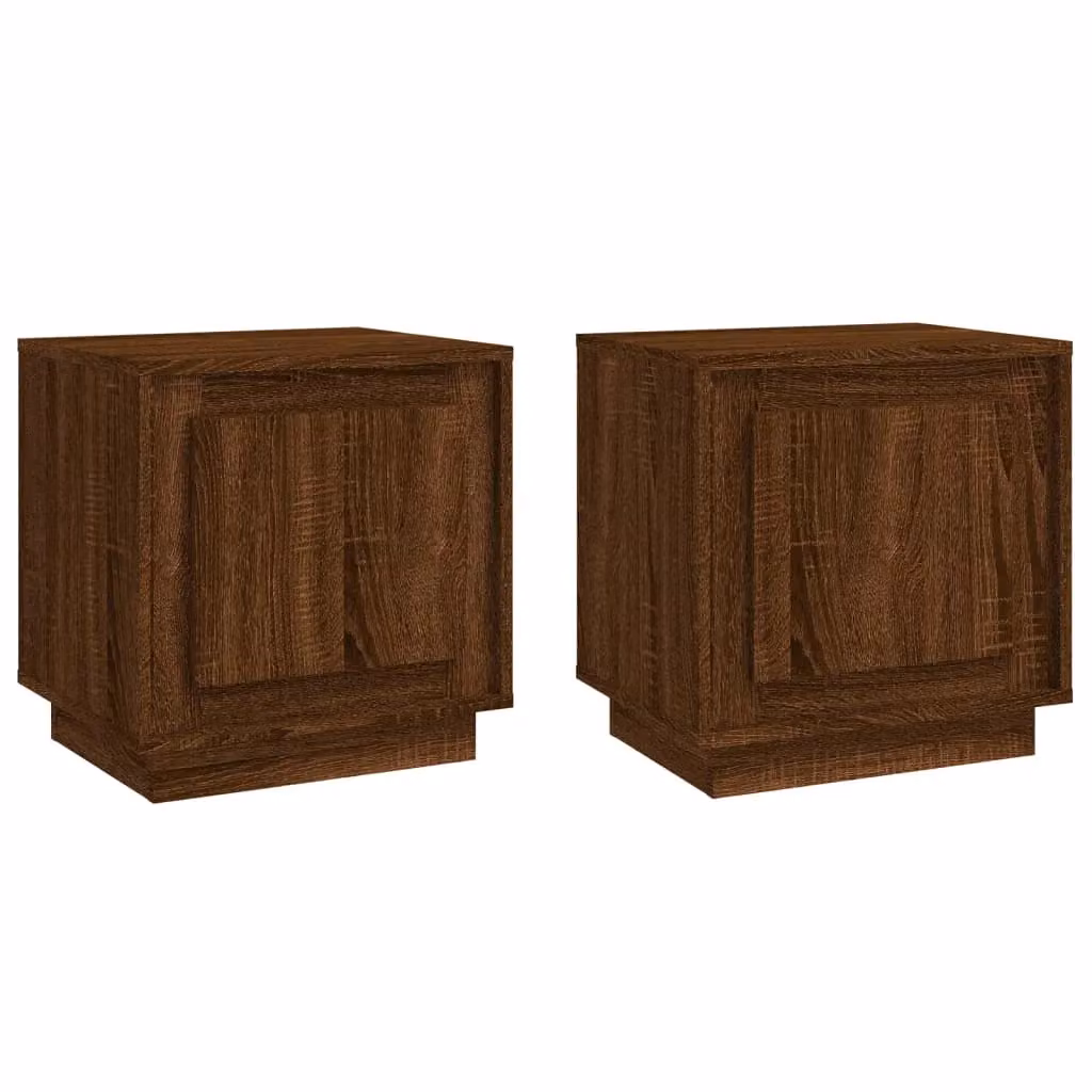 Berkfield Home Set of 2 Brown Oak Bedside Cabinets, W/D/H: 44 x 35 x 45 cm – 1