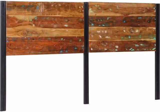 Berkfield Home Industrial Headboard in Brown Reclaimed Solid Wood and Iron, Width: 180 cm