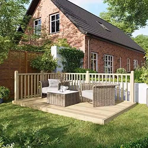 Powersheds Premium Wooden Decking Kit with Hand Rails in Brown