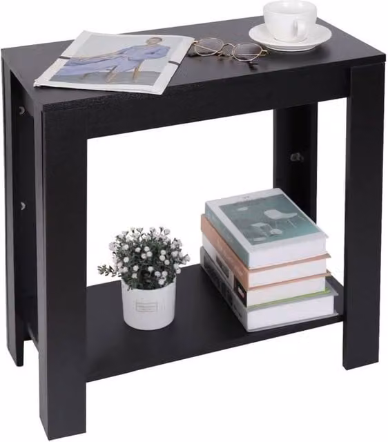 ERGOVEXA Modern Black Sofa Side Storage Table and Versatile Laptop Desk