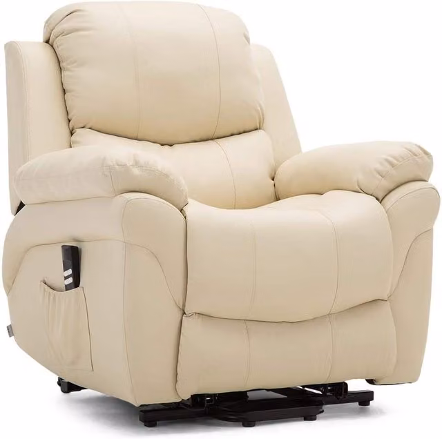 More4Homes Madison Dual Motor Rise Recliner Armchair in Beige Bonded Leather