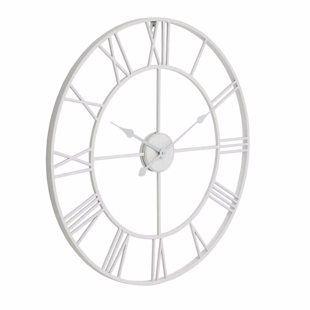 Wyld Haus Minimalist White Metal Round Analog Wall Clock – 2