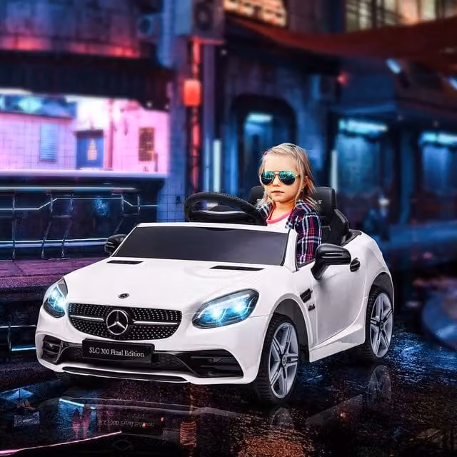 AIYAPLAY Mercedes 12V Kids Electric Ride On Car with Light and Sound, White