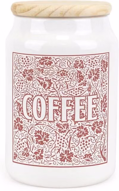 Purely Home Red Oak Leaves and Berries Floral Ceramic Coffee Storage Canister in Red and White