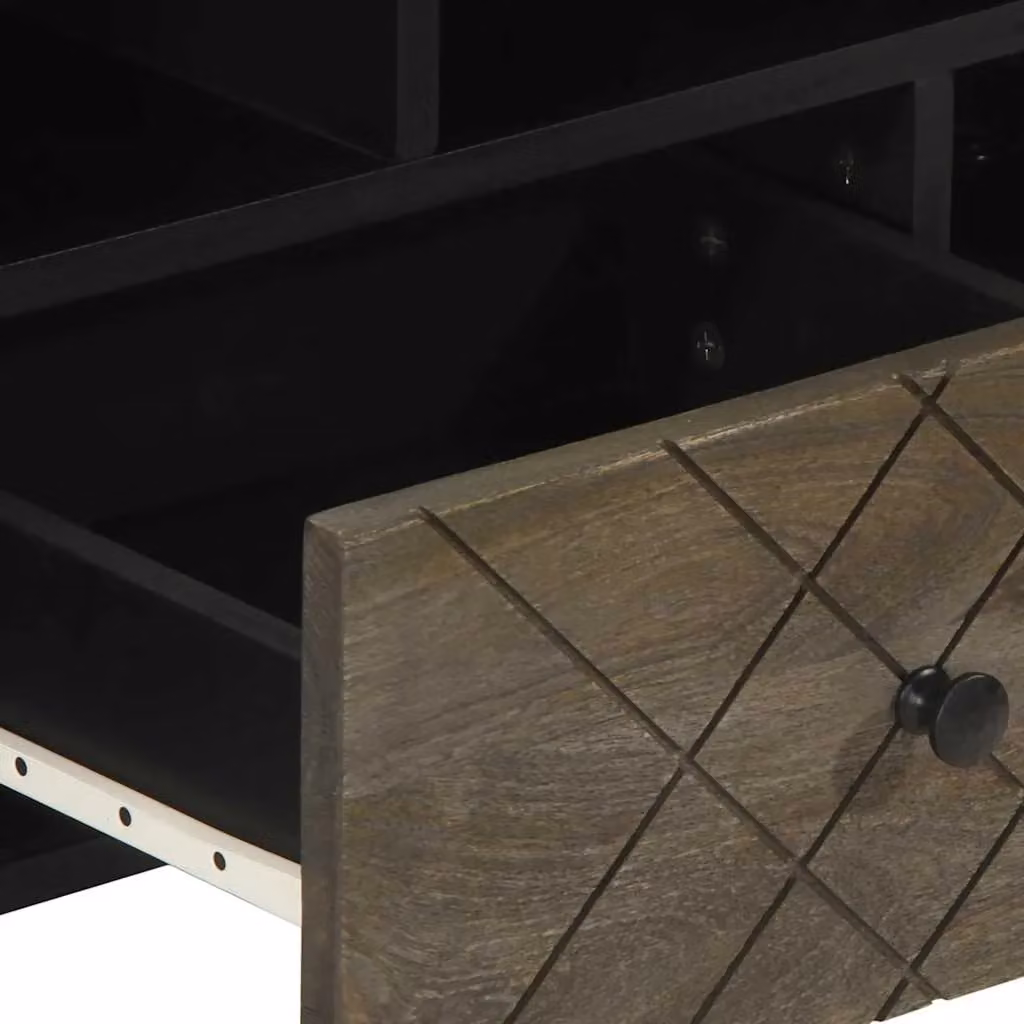 Berkfield Home Black Mango Wood TV Cabinet W/D/H: 100 x 33 x 46 cm – 5