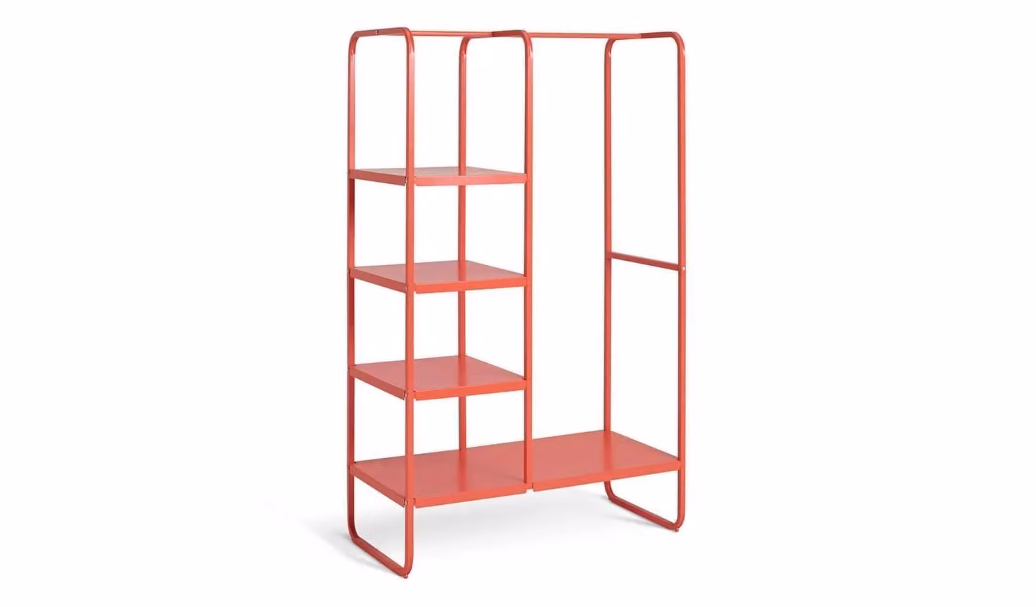 Lorelei Red Metal Clothes Rail with Shelves and Hanging Rod