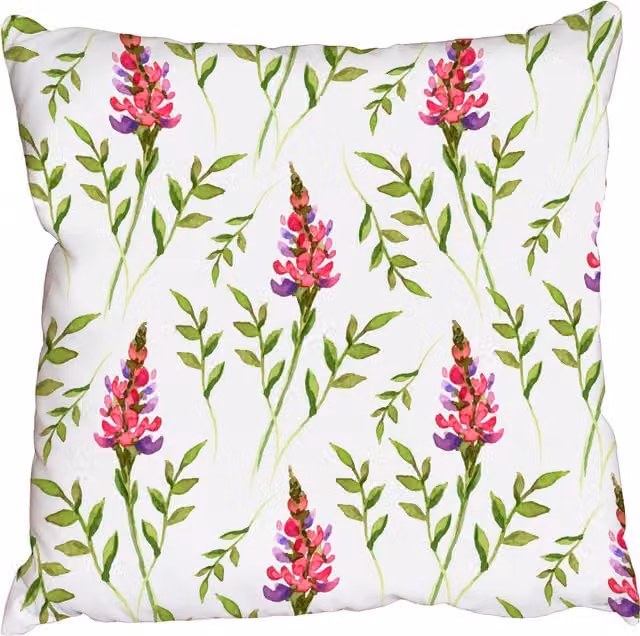 Benjamin Tate Design LTD Modern Floral Square Cushion in Green and White, W: 45 cm x D: 45 cm x H: 1 cm