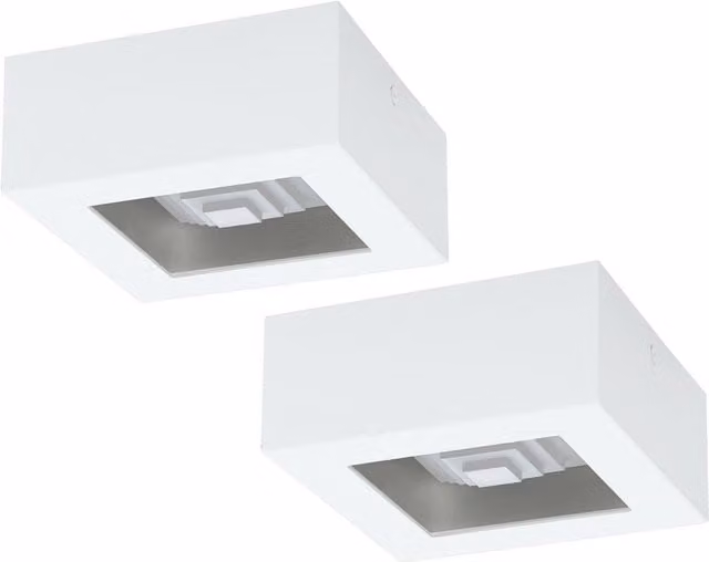 Loops 2 Pack Modern White Square LED Wall and Ceiling Light, W/D/H: 14 x 14 x 14 cm, 6.3W