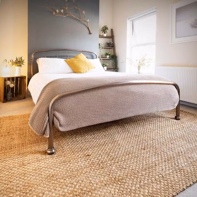 Kukoon Woven Jute Rustic Area Rug in Beige and Brown, W: 80 cm, L: 150 cm