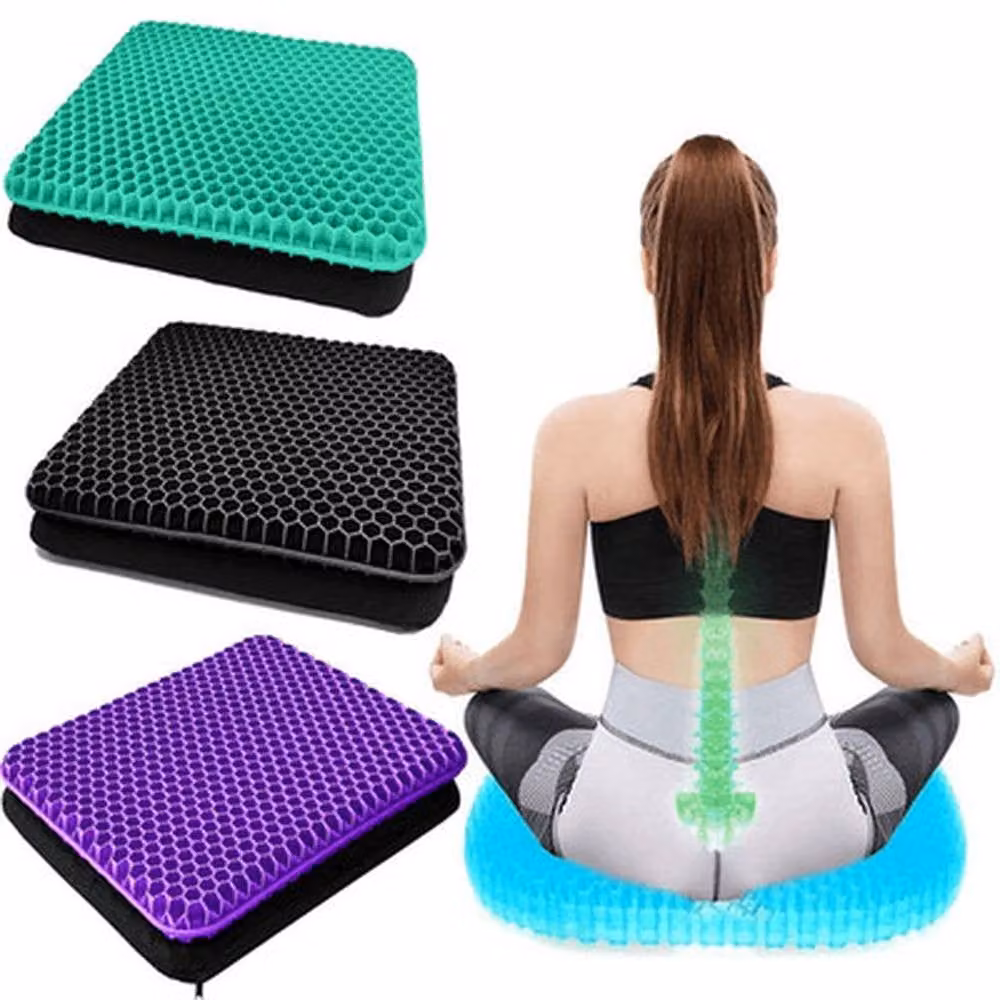 NESTLUNE Green Orthopaedic Egg Shaped Gel Seat Cushion with Breathable Ergonomic Design, W: 120 cm x D: 120 cm x H: 1 cm – 6