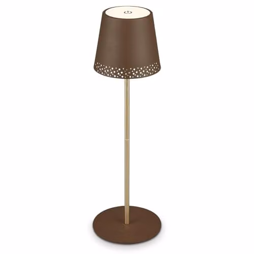 Briloner Rechargeable LED Table Lamp, Dimmable and Height Adjustable, Brown and Gold/Brass – 1