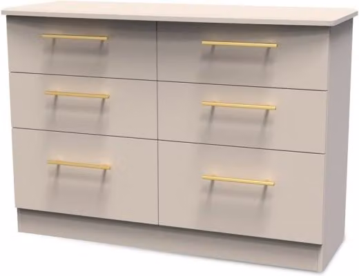 Welcome Haworth 6 Drawer Midi Chest of Drawers in Beige and Gold