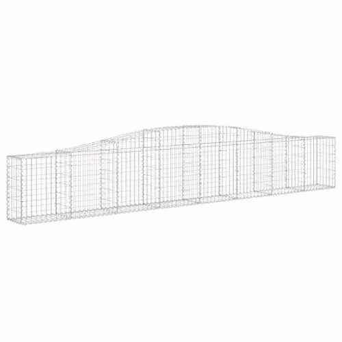 vidaXL Arched Gabion Baskets, 9 Piece Set, Silver Galvanised Steel, W: 400 cm, D: 30 cm, H: 60/80 cm
