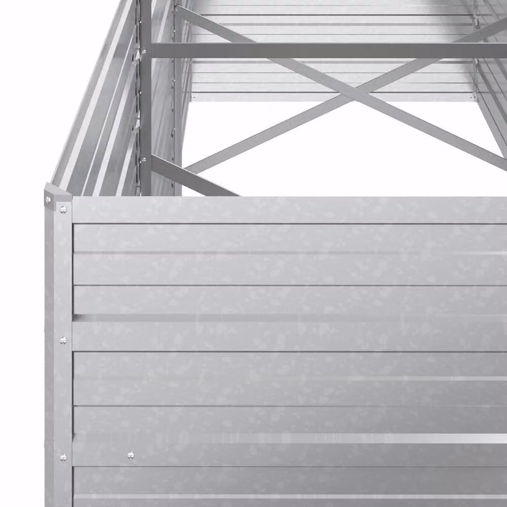 Berkfield Home Garden Galvanised Steel Raised Bed in Silver, W: 240 cm, D: 80 cm, H: 77 cm – 4