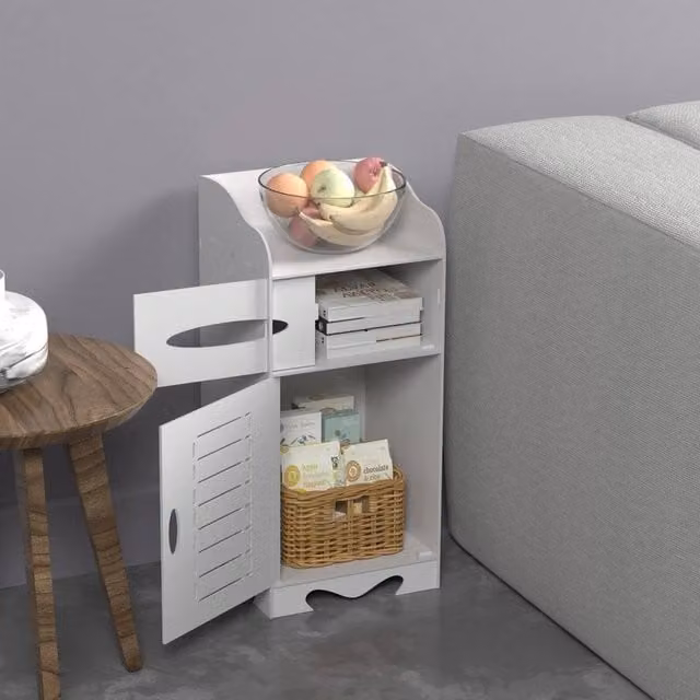 EONLION White Waterproof Bathroom and Kitchen Storage Cabinet, W: 60 cm, D: 25.5 cm, H: 25.5 cm – 1