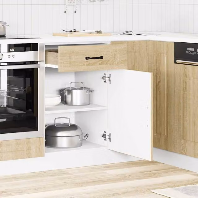 Berkfield Home Kalmar Kitchen Base Cabinet in Sonoma Oak Brown Engineered Wood W/D/H: 81.5 x 50.0 x 46.0 cm