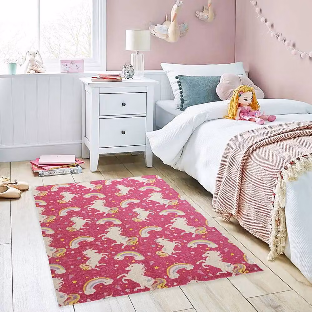 New Edge Blinds Unicorns Printed Kids Rug, Multicolour, W: 90 cm, D: 60 cm – 2