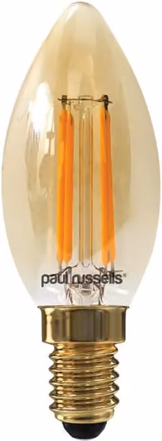 Paul Russells 4.5W LED Filament Candle Bulb, E14, 400lm, 2200K Warm White