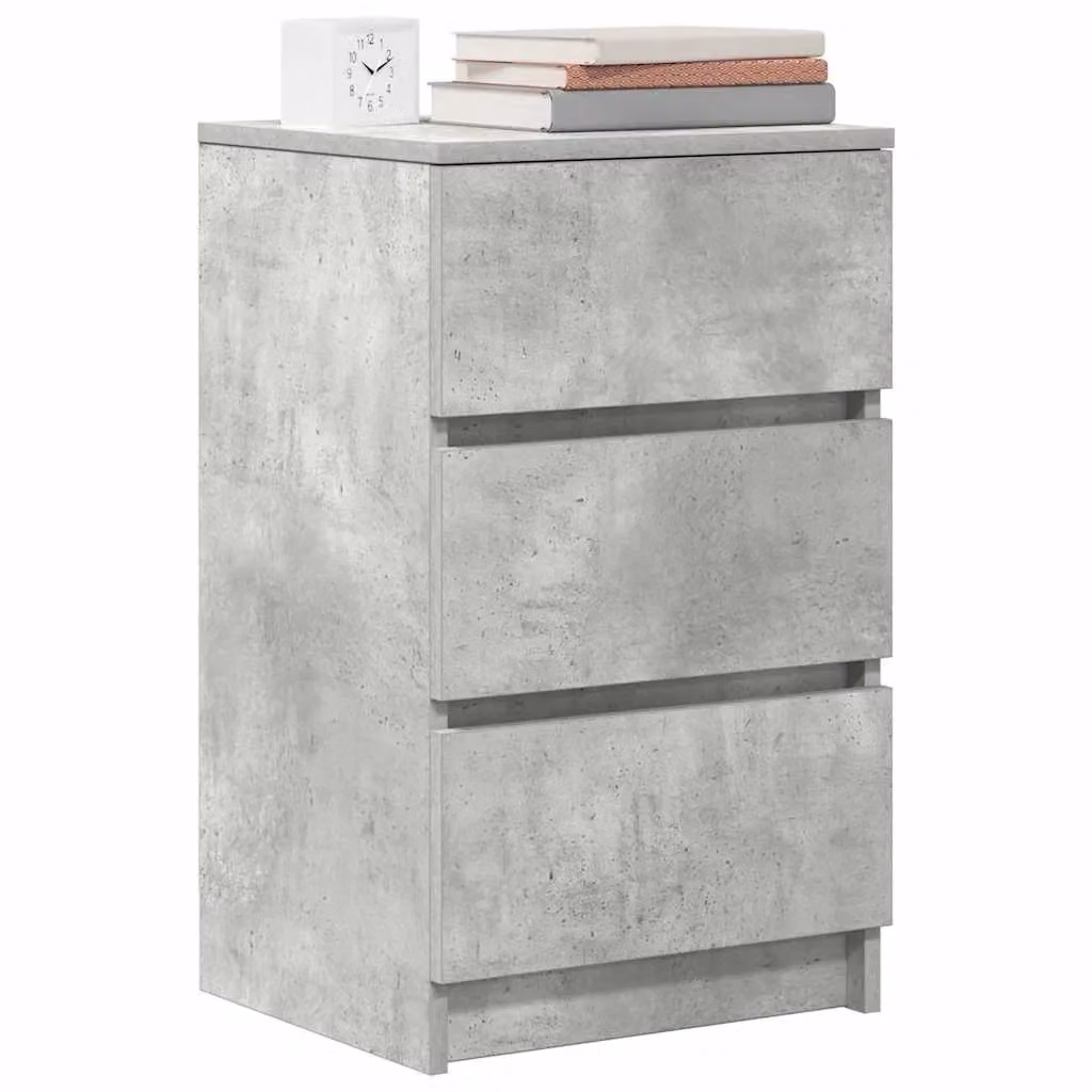 Berkfield Home Set of 2 Bedside Cabinets with 3 Drawers in Concrete Grey, W/D/H: 39 x 35 x 65 cm – 2