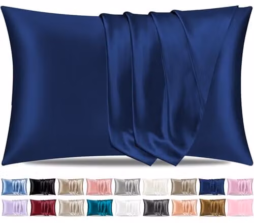 Pamposh Mako Satin Silk Pillowcases, 2 Pack, Blue, W/D/H: 50 x 75 cm, with Envelope Closure – 1