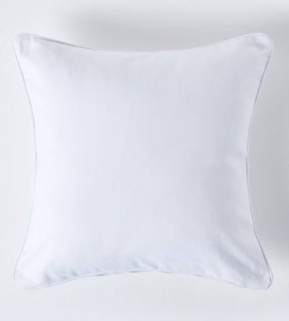 Homescapes Plain Cotton Square Cushion Cover in Off-White, 45 x 45 cm