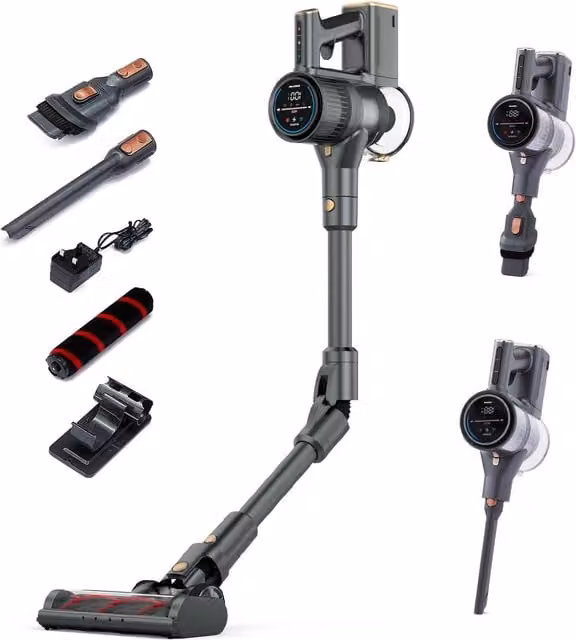 Geepas Cordless Bagless Vacuum Cleaner in Black with Bendable Wand, LED Display and 55 Minute Runtime – 1