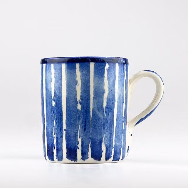 Selbrae House Blue Striped Ceramic Mug – 1