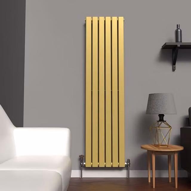 Lux Heat Flat Coloured Vertical Radiator in Metallic Gold, H: 160 cm, W: 42 cm