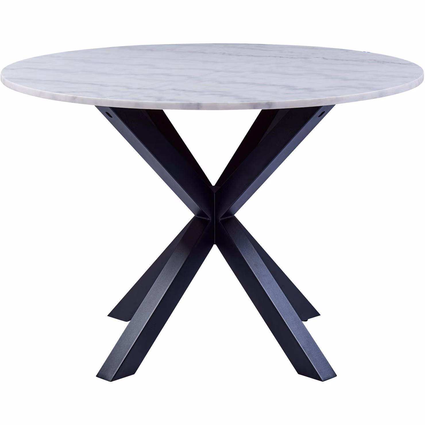 Furniture To Go Heaven Round Modern Dining Table with White Polished Marble Top and X-Frame Base – 2