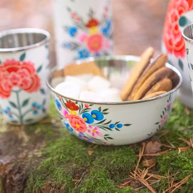 BillyCan Floral White Stainless Steel Dessert Bowl