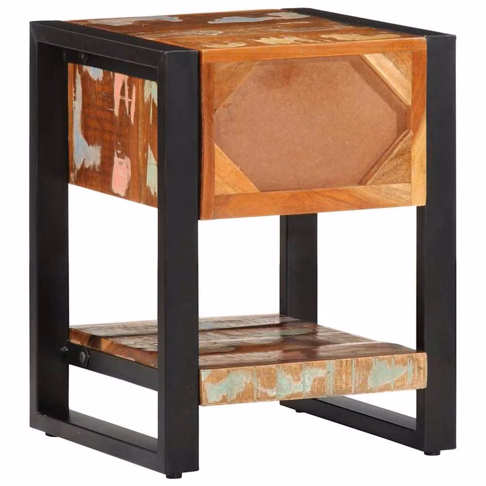 Berkfield Home Beautiful Set of 2 Multicolour Rustic Mango Wood Bedside Cabinets – 5