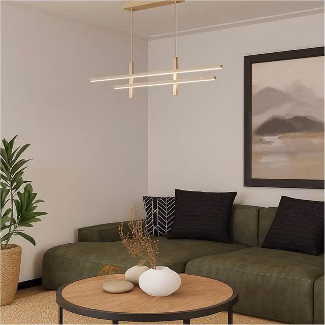 Loops Modern LED Pendant Ceiling Light in Beige – 1