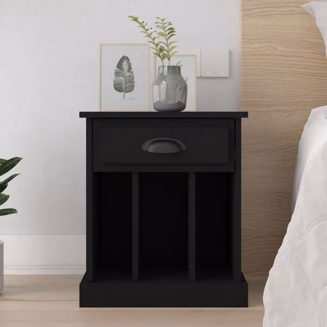 Berkfield Home Black Bedside Cabinet W/D/H: 43 x 36 x 50 cm – 1