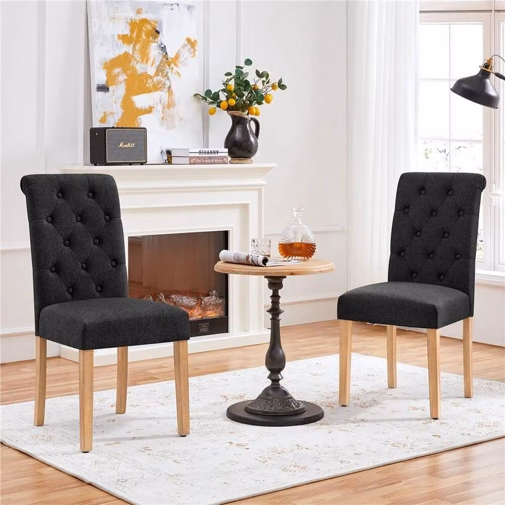 Kelvenix Set of 2 Modern Black Fabric Dining Chairs for Kitchen and Dining Rooms – 5