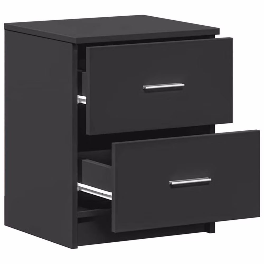 Berkfield Home Set of 2 Durable Black Bedside Cabinets with 2 Drawers, W/D/H: 40 x 36 x 50 cm – 4