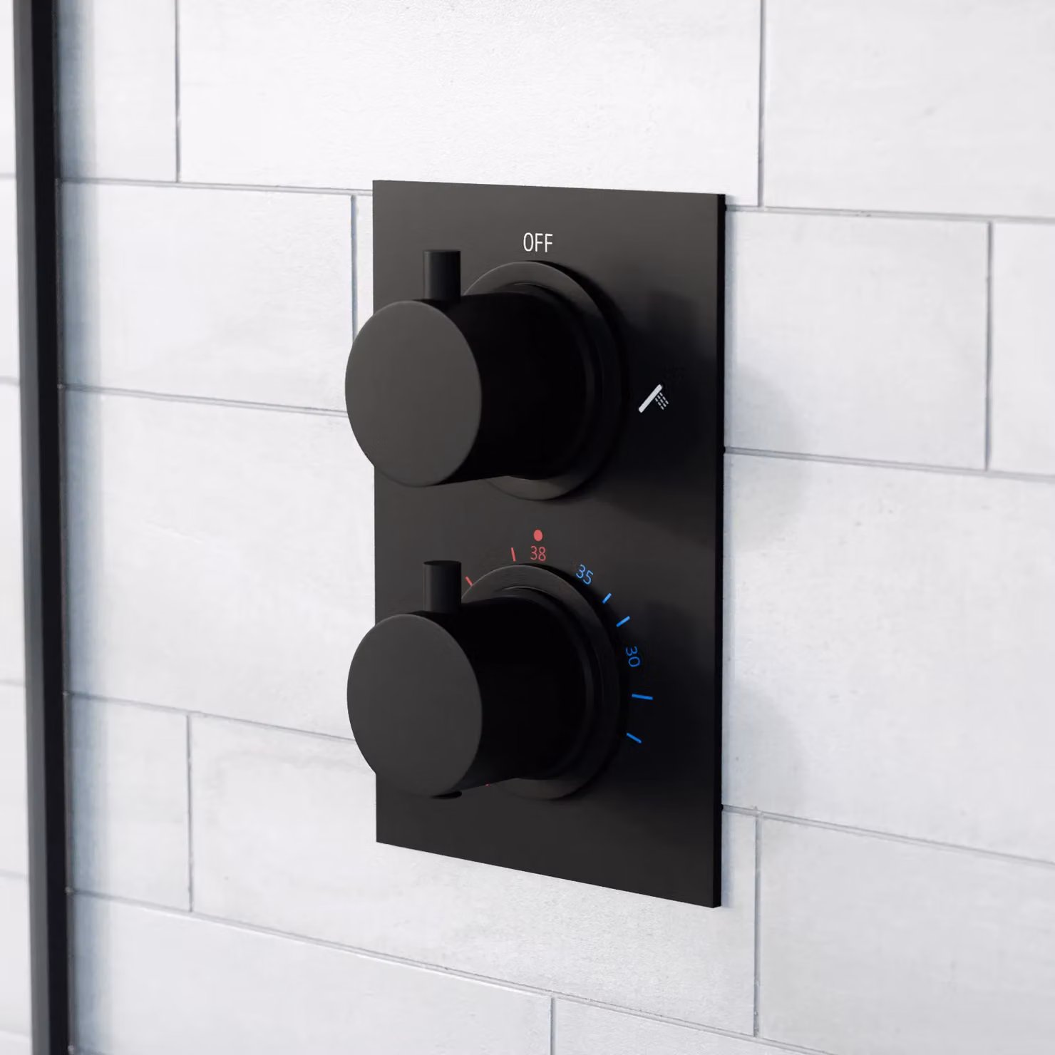 Nes Home Matte Black 2-Way Round Concealed Thermostatic Shower Set with Overhead and Handheld Shower Heads – 3