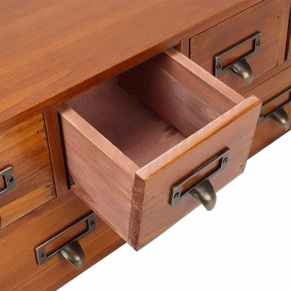 KORVIXA Classic Mini Desktop Storage Cabinet with 6 Drawers in Brown, W/D/H: 100 x 100 x 100 cm – 4