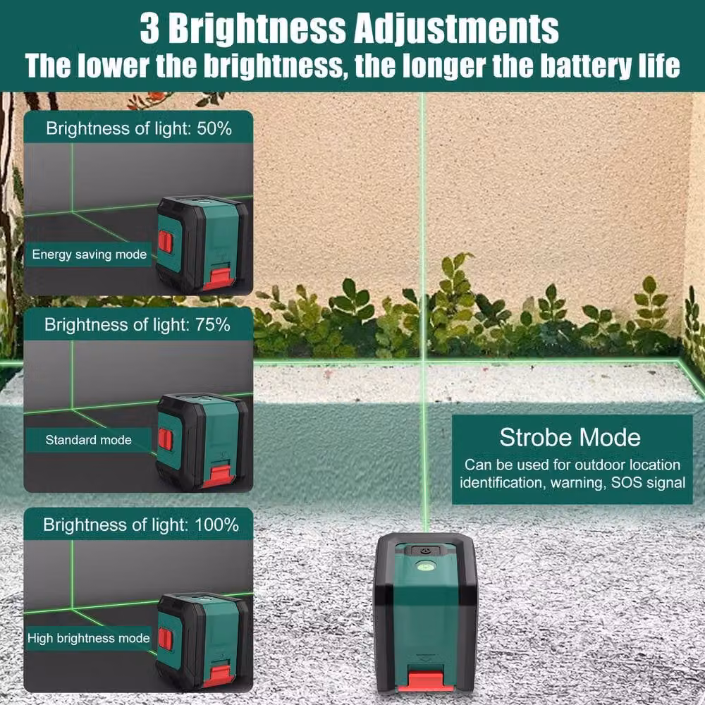 HYCHIKA Green Laser Level with 15 m Horizontal and Vertical Cross Line, Spirit Level and Magnetic Bracket – 5