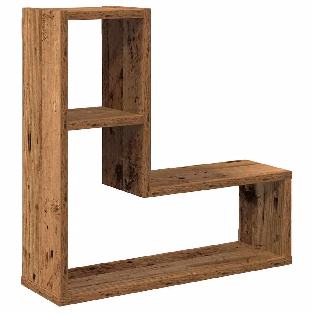 Berkfield Home Wall Mounted Cube Shelves, 2 Piece Set in Old Wood Brown, W/D/H: 50 x 15 x 50 cm – 3