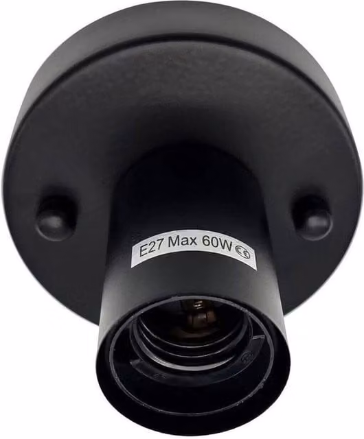 NESTLUNE Retro Industrial E27 Batten Lamp Holder, Black Metal Socket Holder for LED Bulbs – 1