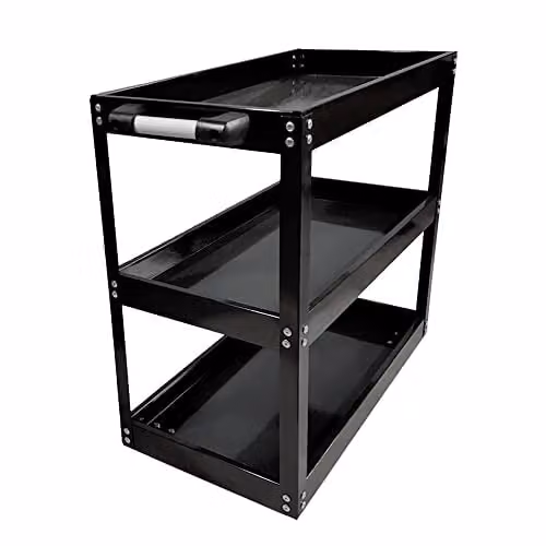 Hygrad 3 Tier Heavy Duty Steel Garage Trolley Tool Storage Cart in Black W/D/H: 72 x 35 x 35 cm