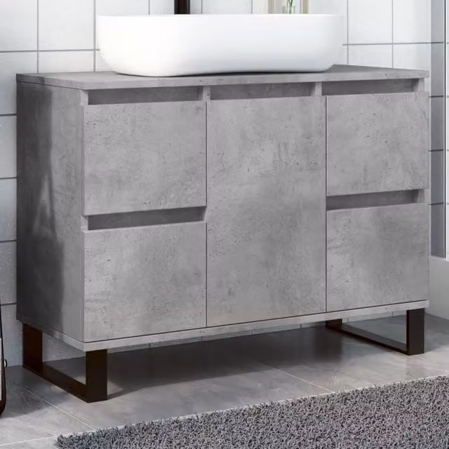 Berkfield Home Freestanding Bathroom Sink Cabinet in Concrete Grey, W/D/H: 80 x 33 x 60 cm
