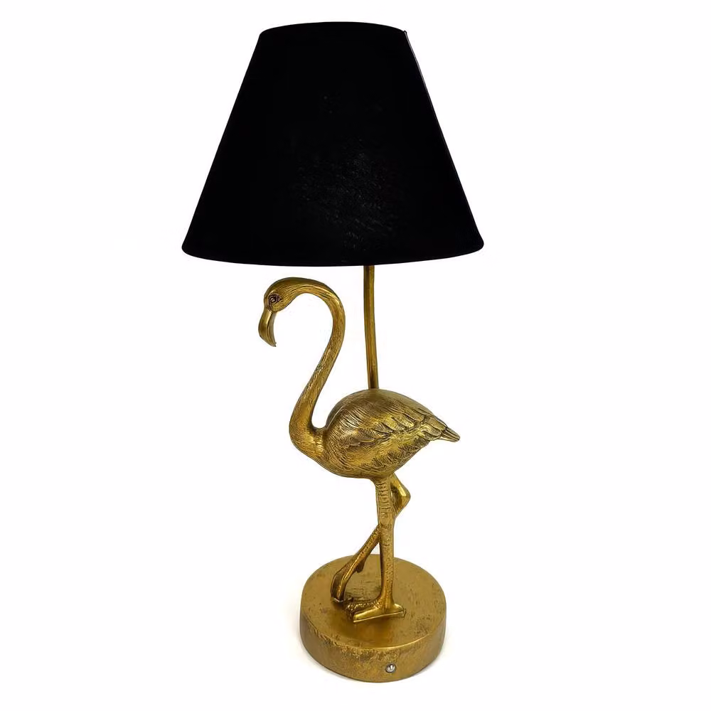 Madison & Mayfair Antique Gold Flamingo Table Lamp with Black Fabric Shade – 2
