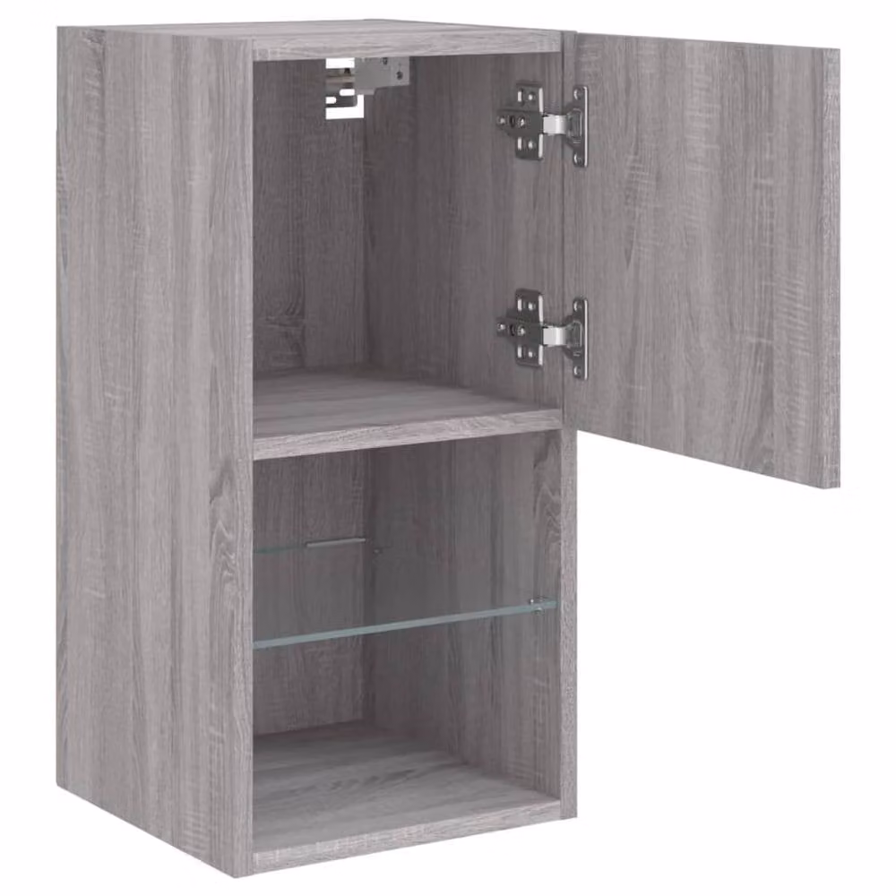 Berkfield Home Set of 2 Modern Grey Sonoma TV Cabinets with Integrated LED Lighting, W/D/H: 60 x 30 x 30 cm – 5