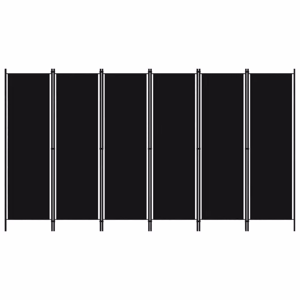 Berkfield Home 6-Panel Modern Room Divider in Black, W: 300 cm, H: 180 cm – 2