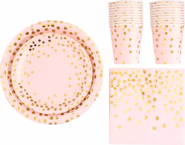 Lifeideas 68 Piece Birthday Party Tableware Set in Pink