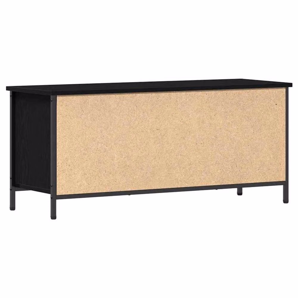 Berkfield Home Black Oak TV Stand in Black with Metal and Wood Finish, W: 102 cm, D: 35 cm, H: 45 cm – 6