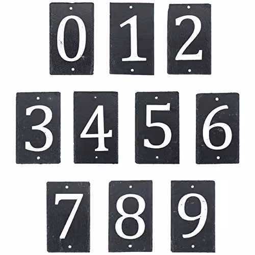 Nicola Spring Rustic Natural Solid Slate House Number 0 Plaque in Grey, W/H: 9 x 14.5 cm – 3