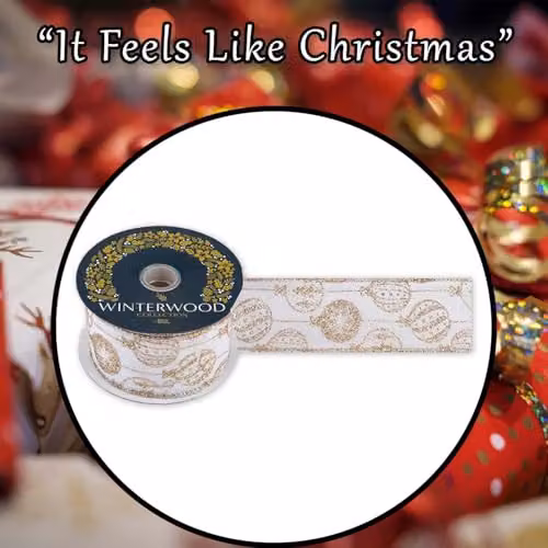 VFM e-Store Gold Christmas Ribbon Garland with Snowflakes, W/D/H: 6 x 10 x 6 cm – 7