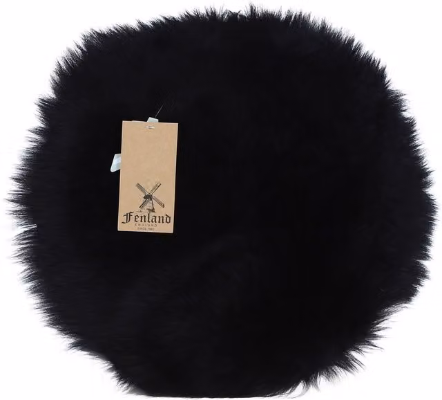 Fenland England Black Round Lambskin Sheepskin Seat Pad